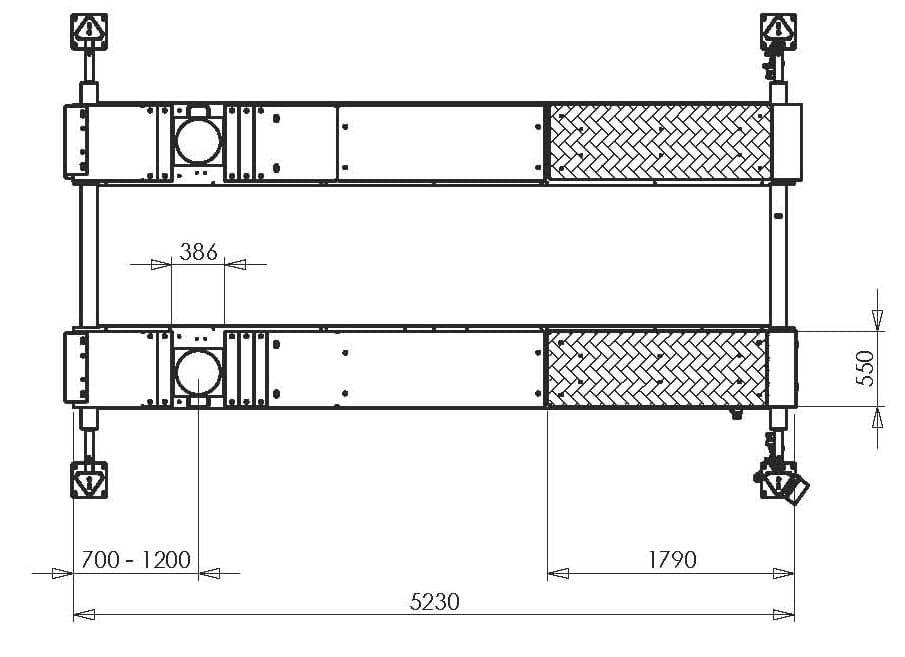 Подъемник четырехстоечный для сход-развала 5.5 тонн Velyen 4ED0600