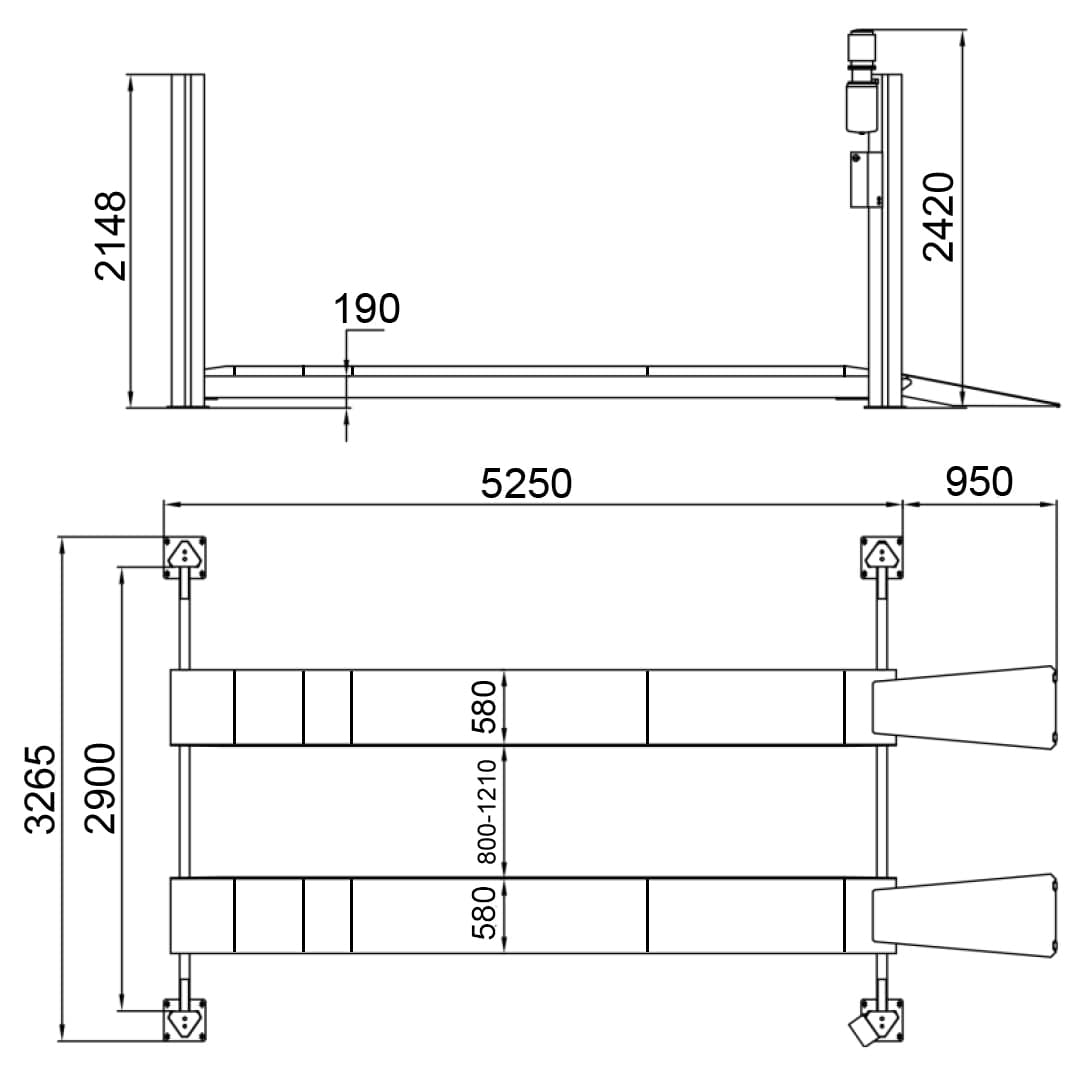 Подъемник четырехстоечный для сход-развала 5.5 тонн Velyen 4ED0600