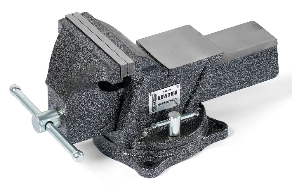 Тиски слесарные KraftWell KRW0150 вид спереди