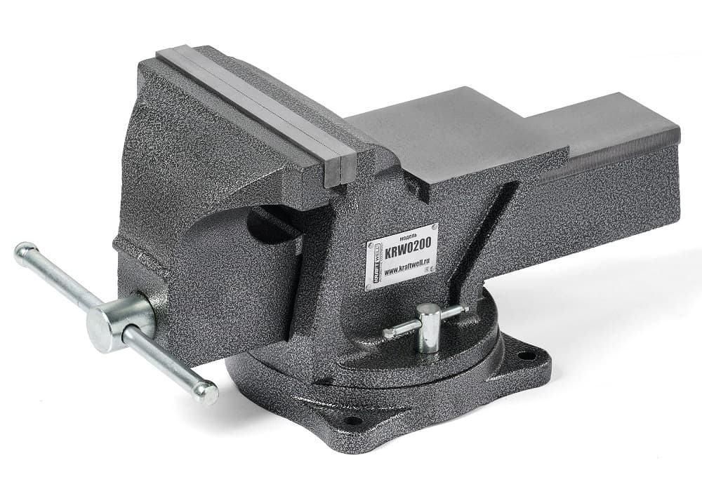 Тиски слесарные KraftWell KRW0200 вид спереди