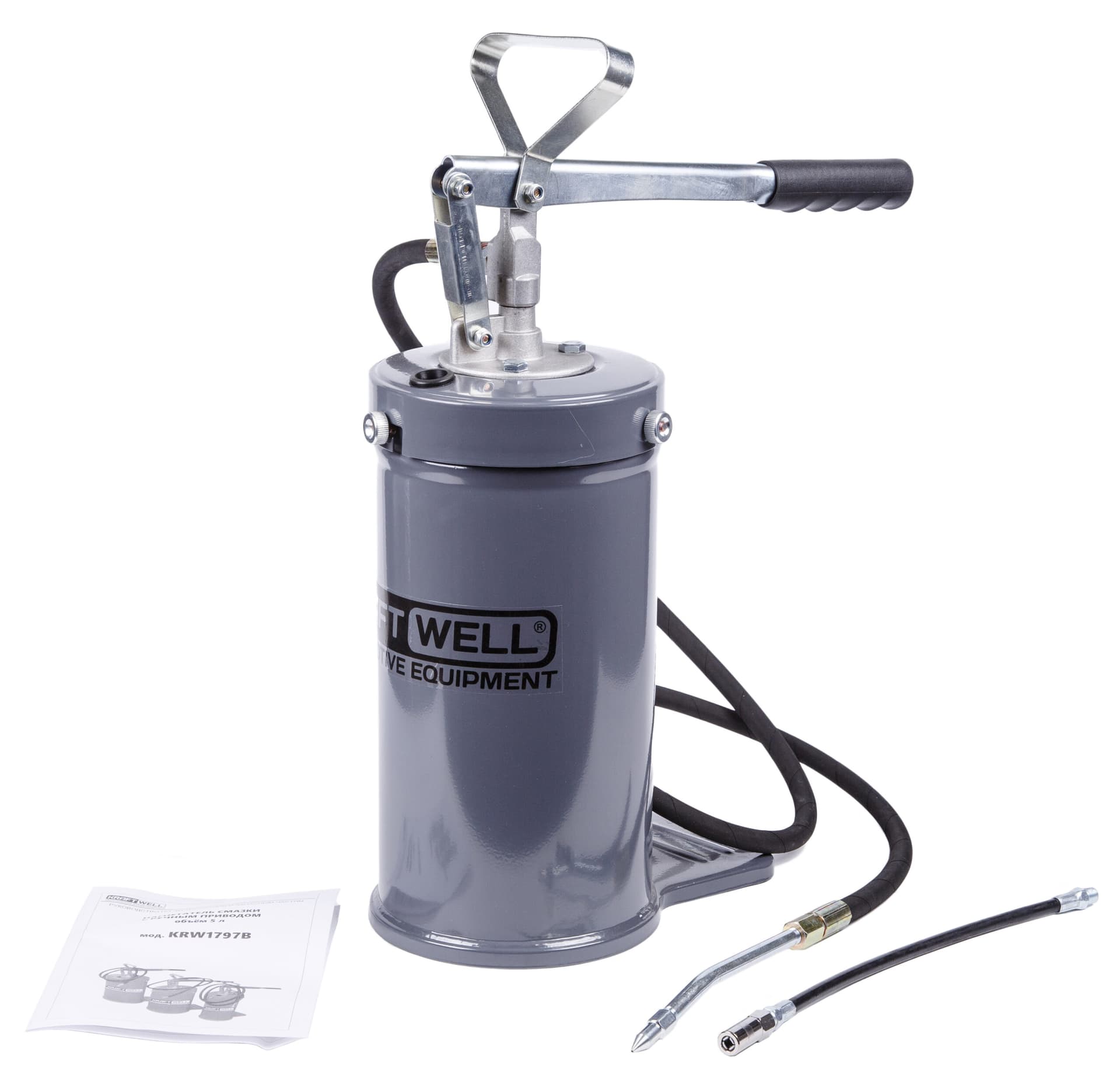 Нагнетатель солидола с ручным приводом 5 л KraftWell KRW1797B
