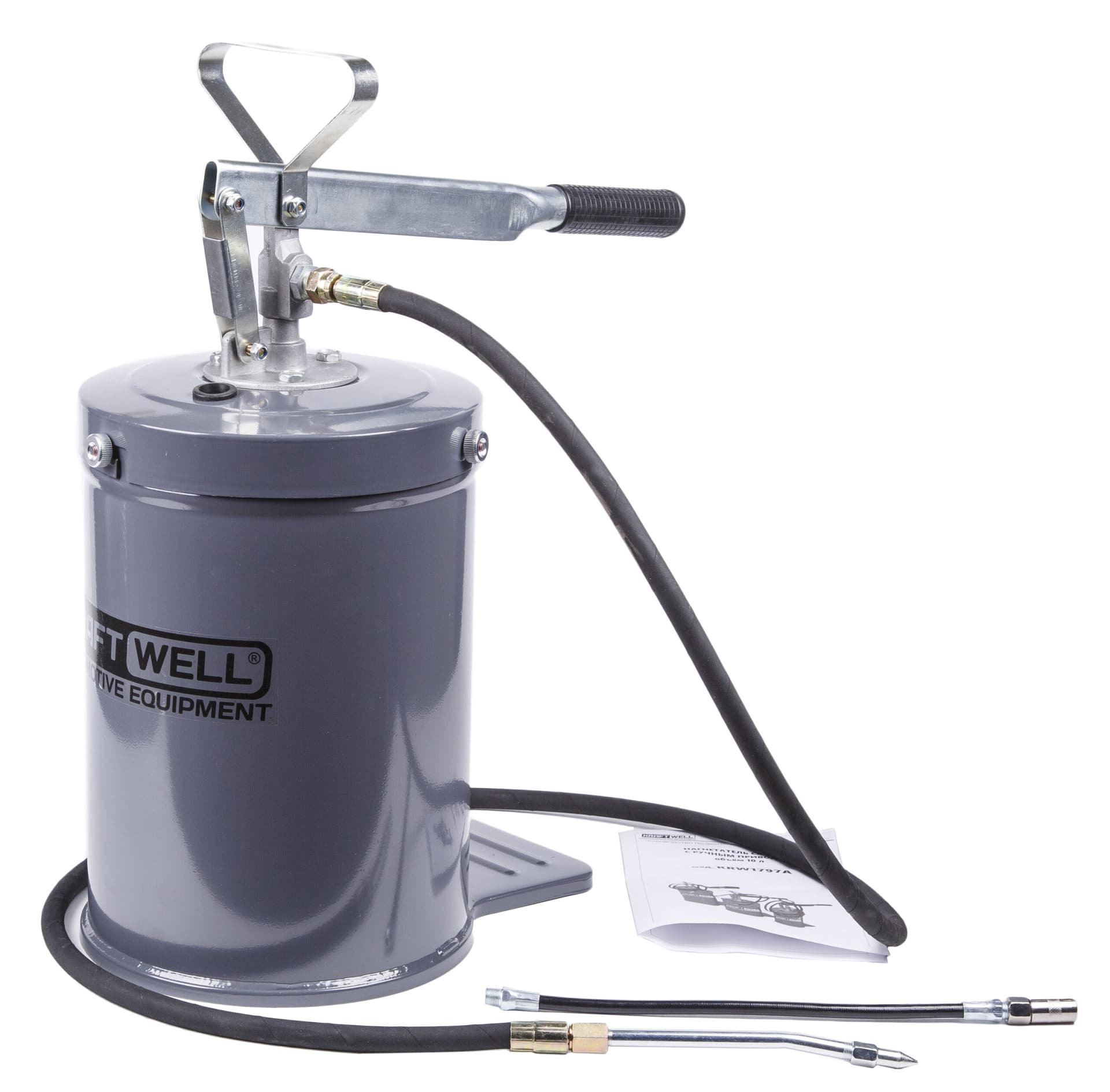 Нагнетатель солидола с ручным приводом 10 л KraftWell KRW1797A