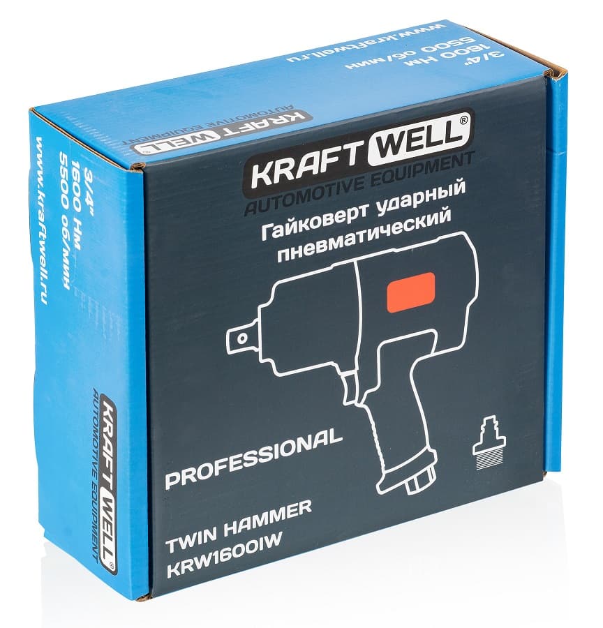 Гайковерт пневматический 3/4″, 1600 Нм KraftWell KRW1600IW