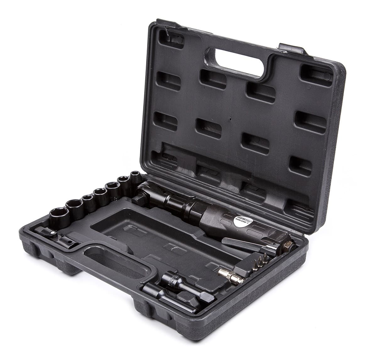 Пневматическая трещотка 1/2″, с набором головок в кейсе KraftWell KRW12RW-T