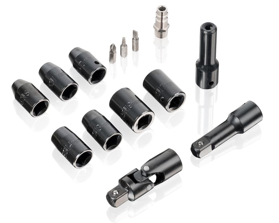 Пневматическая трещотка 1/2″, с набором головок в кейсе KraftWell KRW12RW-T