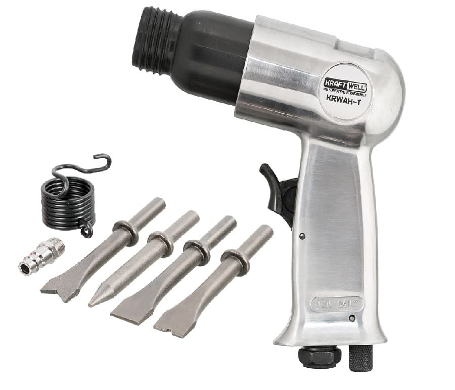 Пневмозубило 150мм с комплектом насадок KraftWell KRWAH-T