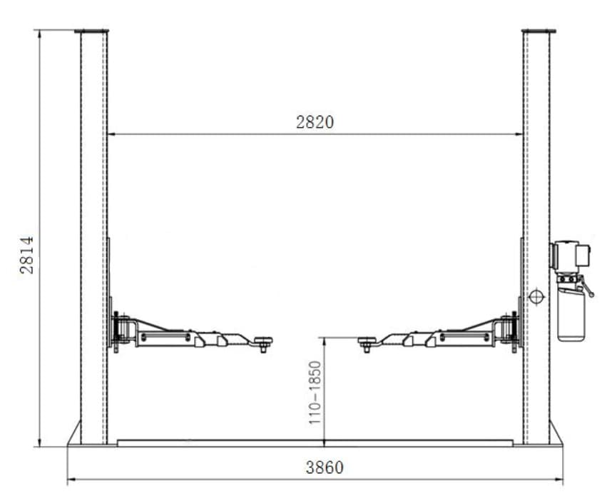 Подъемник автомобильный 4 тонны KraftWell KRW4SLM/220