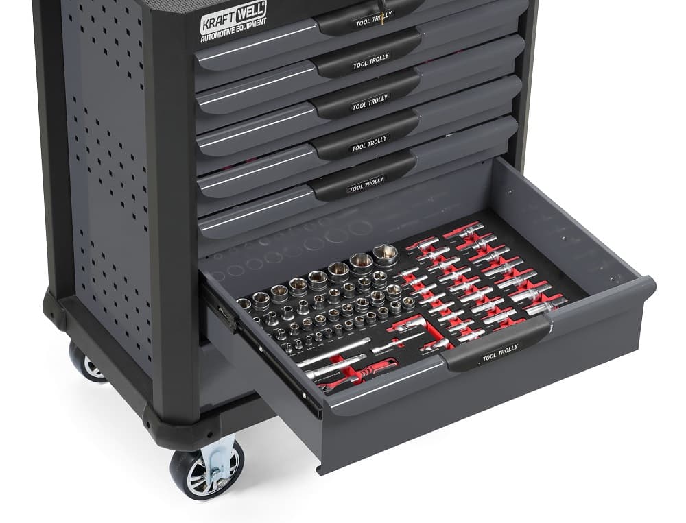 Тележка инструментальная с 7 ящиками 277 пр. KraftWell KRW-TTG+SET277