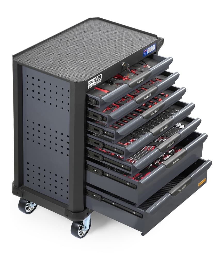 Тележка инструментальная с 7 ящиками 277 пр. KraftWell KRW-TTG+SET277