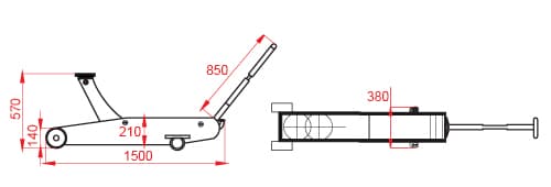 Домкрат подкатной гидравлический KraftWell KRWFJ5T — 5 т, Турция