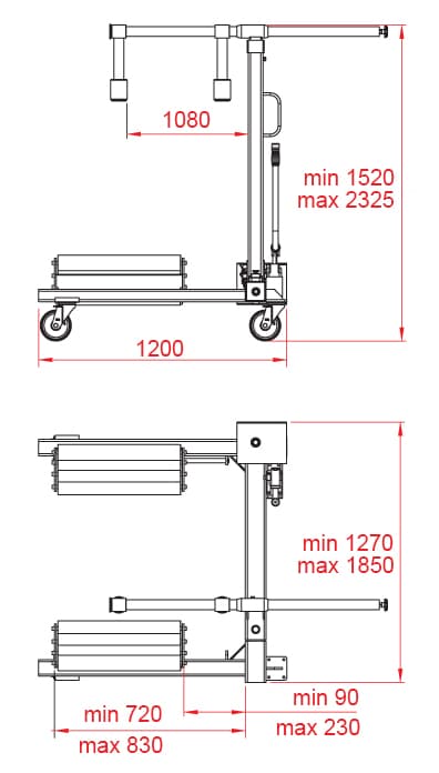 Тележка для колёс KraftWell KRW-WD15 — гидравлическая, 1,5 т