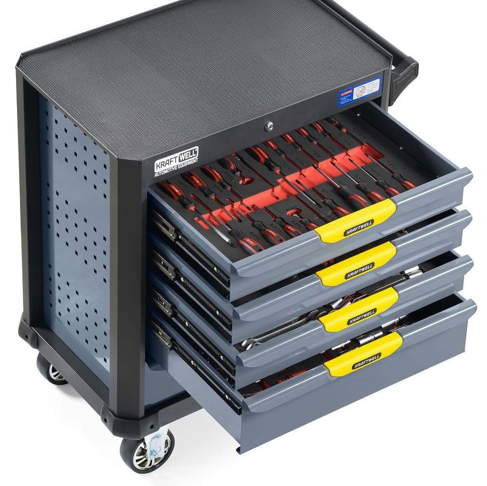 Тележка инструментальная с наполнением 157 пр KraftWell KRW-TTG+SET157