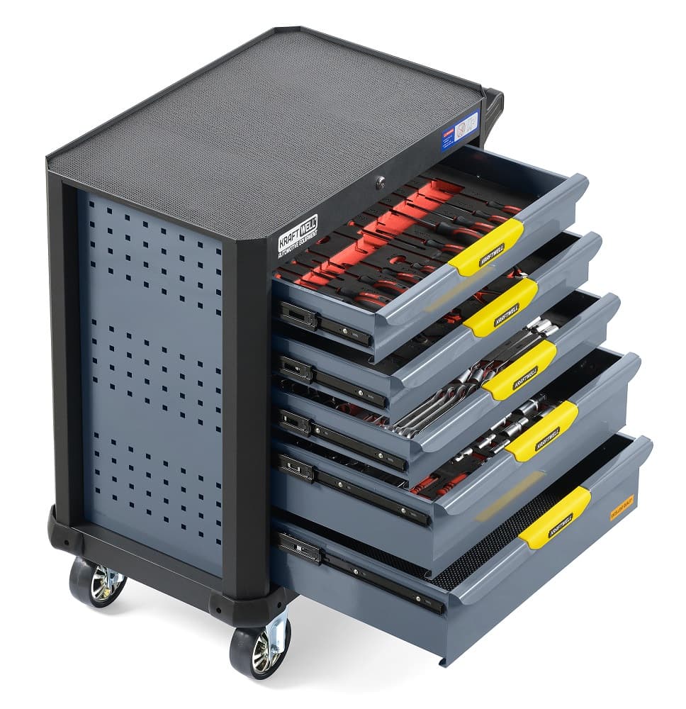Тележка инструментальная с наполнением 157 пр KraftWell KRW-TTG+SET157