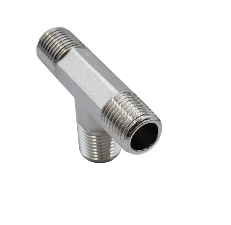 Тройник резьбовой Т-образный M1/4″ — M1/4″ — M1/4″, 5 шт KraftWell KRW-TT14M3-5