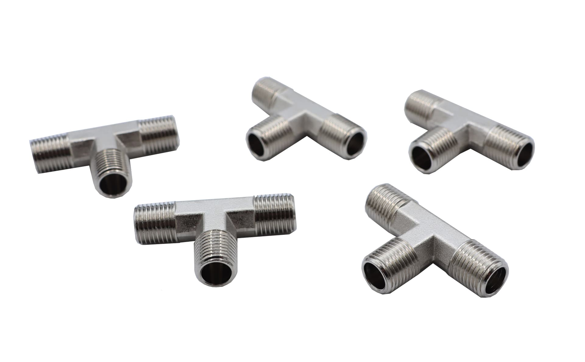 Тройник резьбовой Т-образный M1/4″ — M1/4″ — M1/4″, 5 шт KraftWell KRW-TT14M3-5
