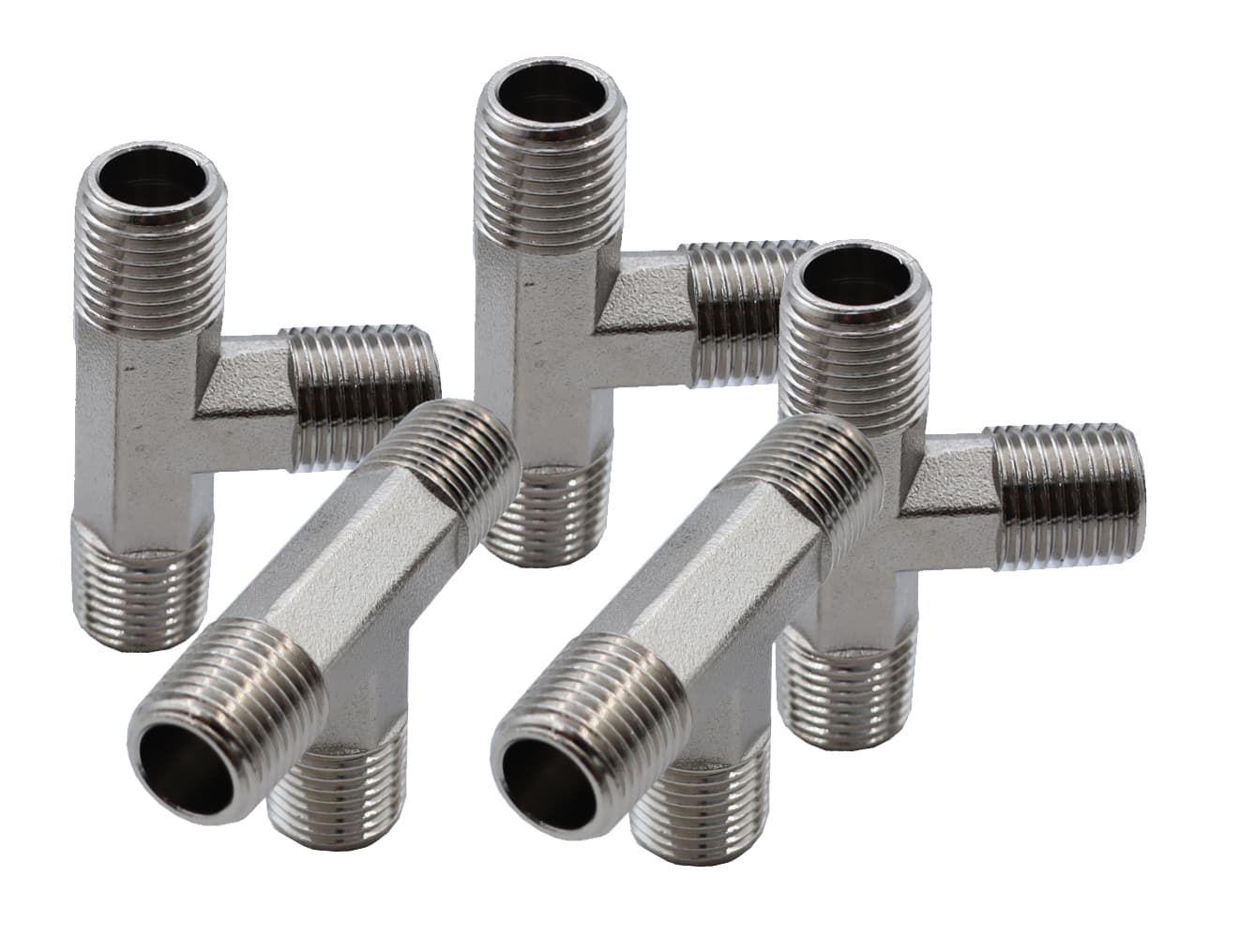 Тройник резьбовой Т-образный M1/4″ — M1/4″ — M1/4″, 5 шт KraftWell KRW-TT14M3-5