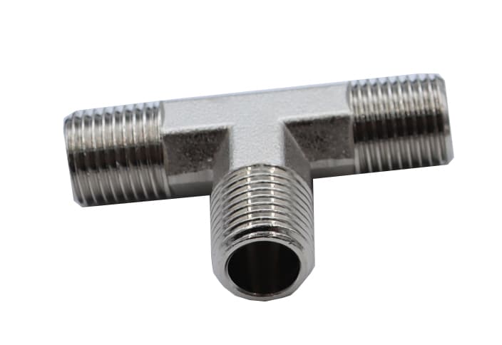 Тройник резьбовой Т-образный M1/4″ — M1/4″ — M1/4″, 5 шт KraftWell KRW-TT14M3-5