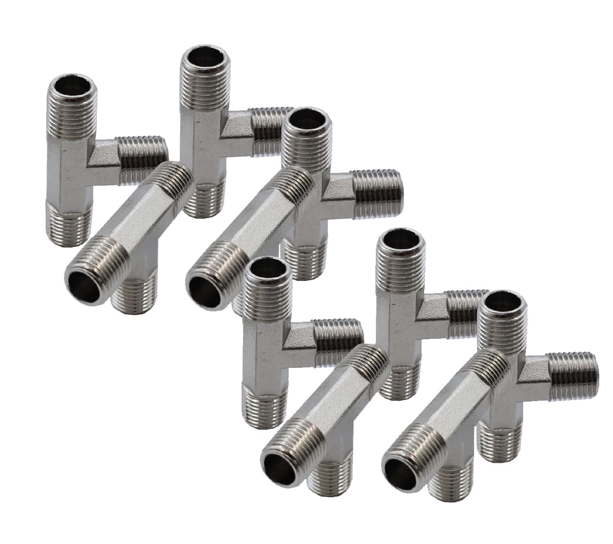 Тройник резьбовой Т-образный M1/4″ — M1/4″ — M1/4″, 10 шт KraftWell KRW-TT14M3-10