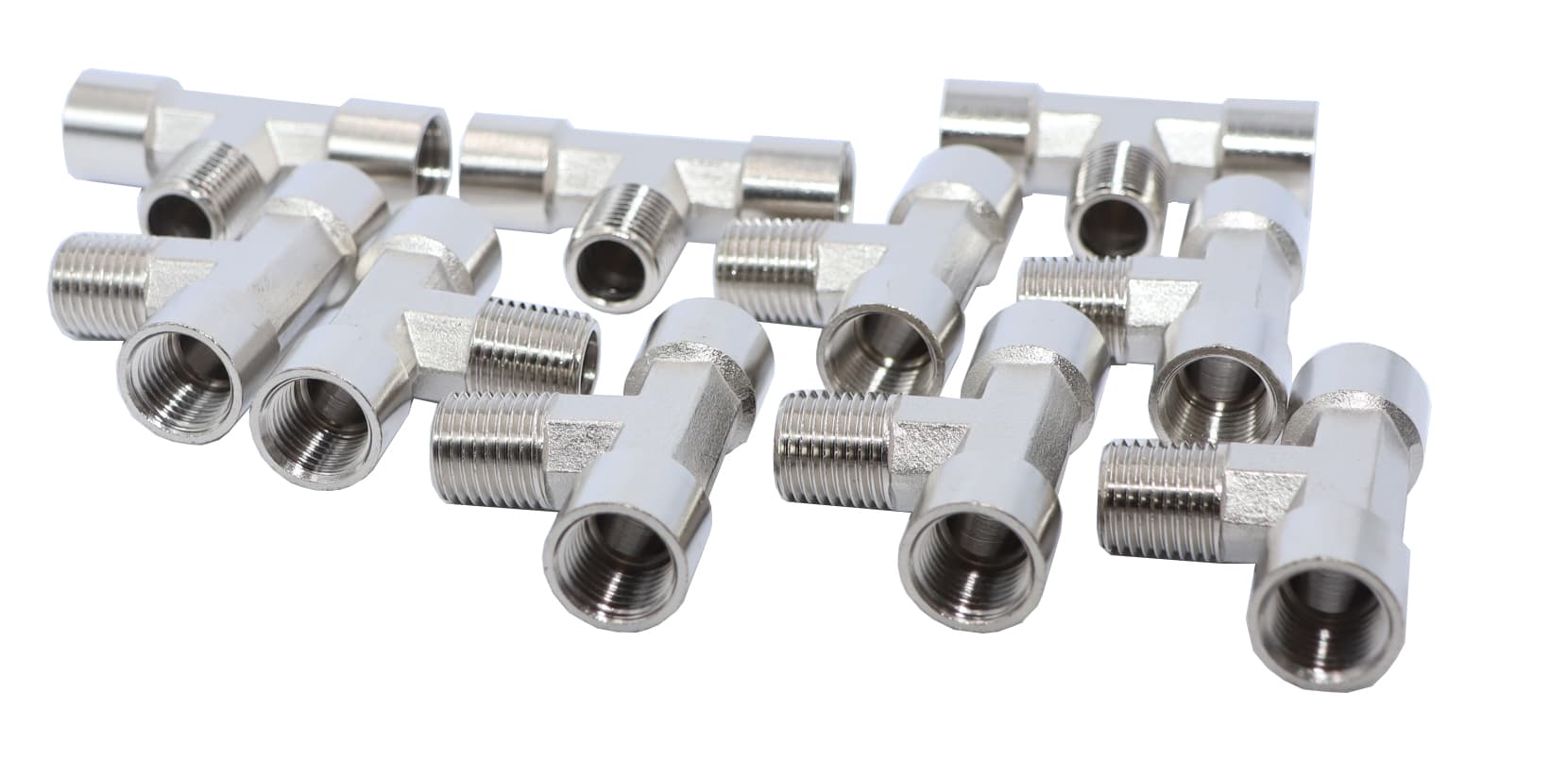 Тройник резьбовой Т-образный F1/4″ — M1/4″ — F1/4″, 10 шт KraftWell KRW-TT14FMF-10