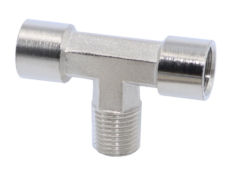 Тройник резьбовой Т-образный F1/4″ — M1/4″ — F1/4″, 10 шт KraftWell KRW-TT14FMF-10