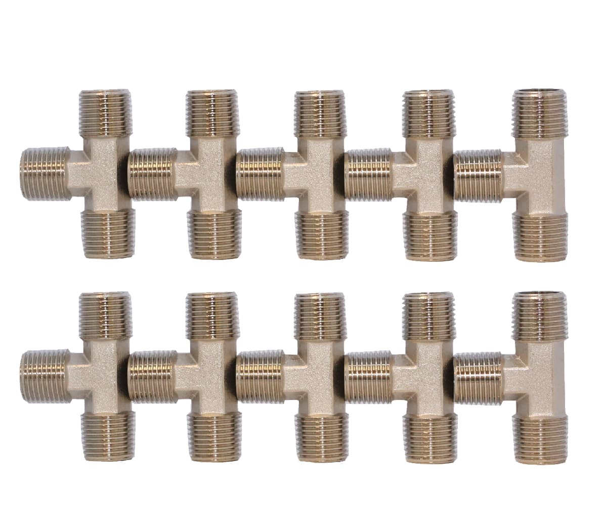 Тройник резьбовой Т-образный M1/2″ — M1/2″ — M1/2″, 10 шт KraftWell KRW-TT12M3-10