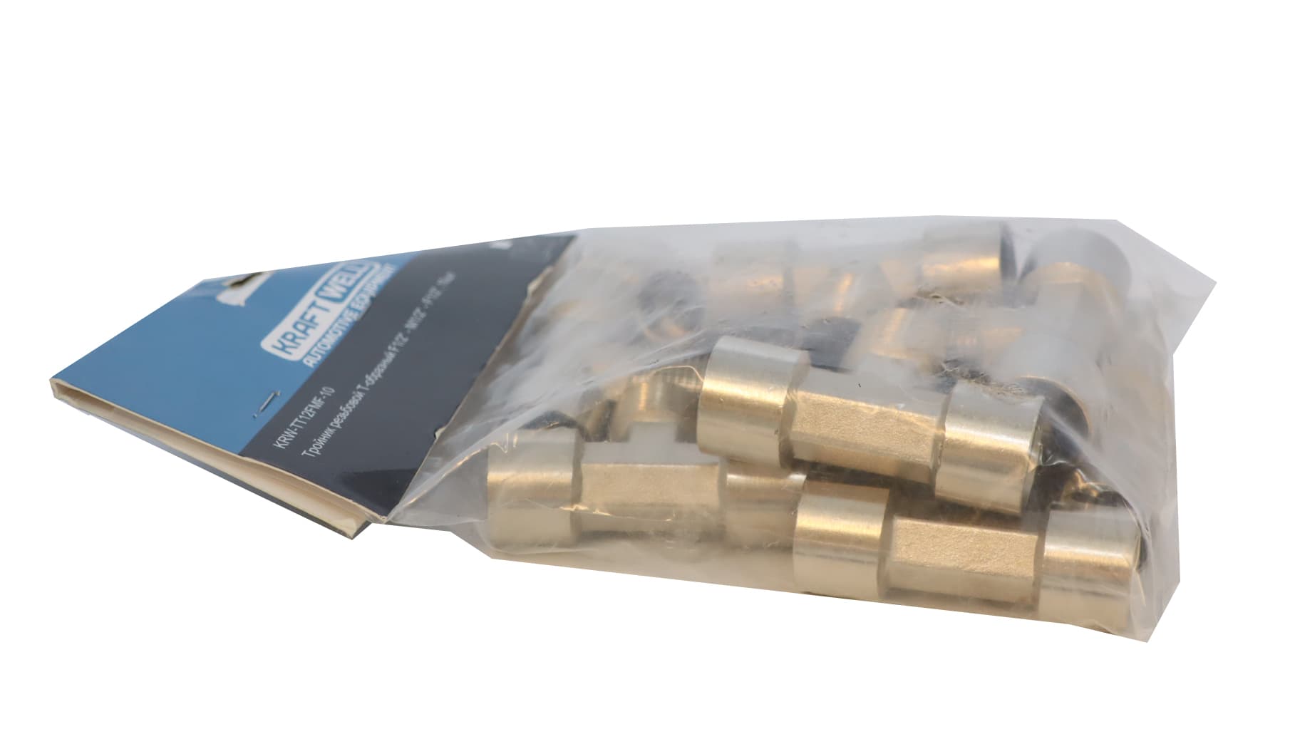 Тройник резьбовой Т-образный F1/2″ — M1/2″ — F1/2″, 10 шт KraftWell KRW-TT12FMF-10