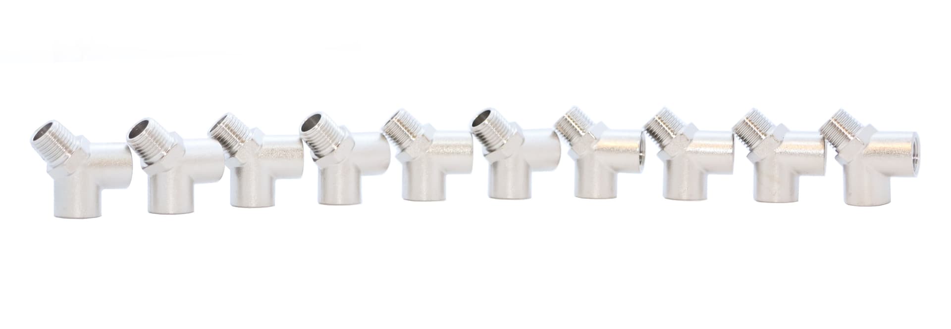 Тройник резьбовой Y-образный F1/4″ — M1/4″ — F1/4″, 10 шт KraftWell KRW-TY14FMF-10