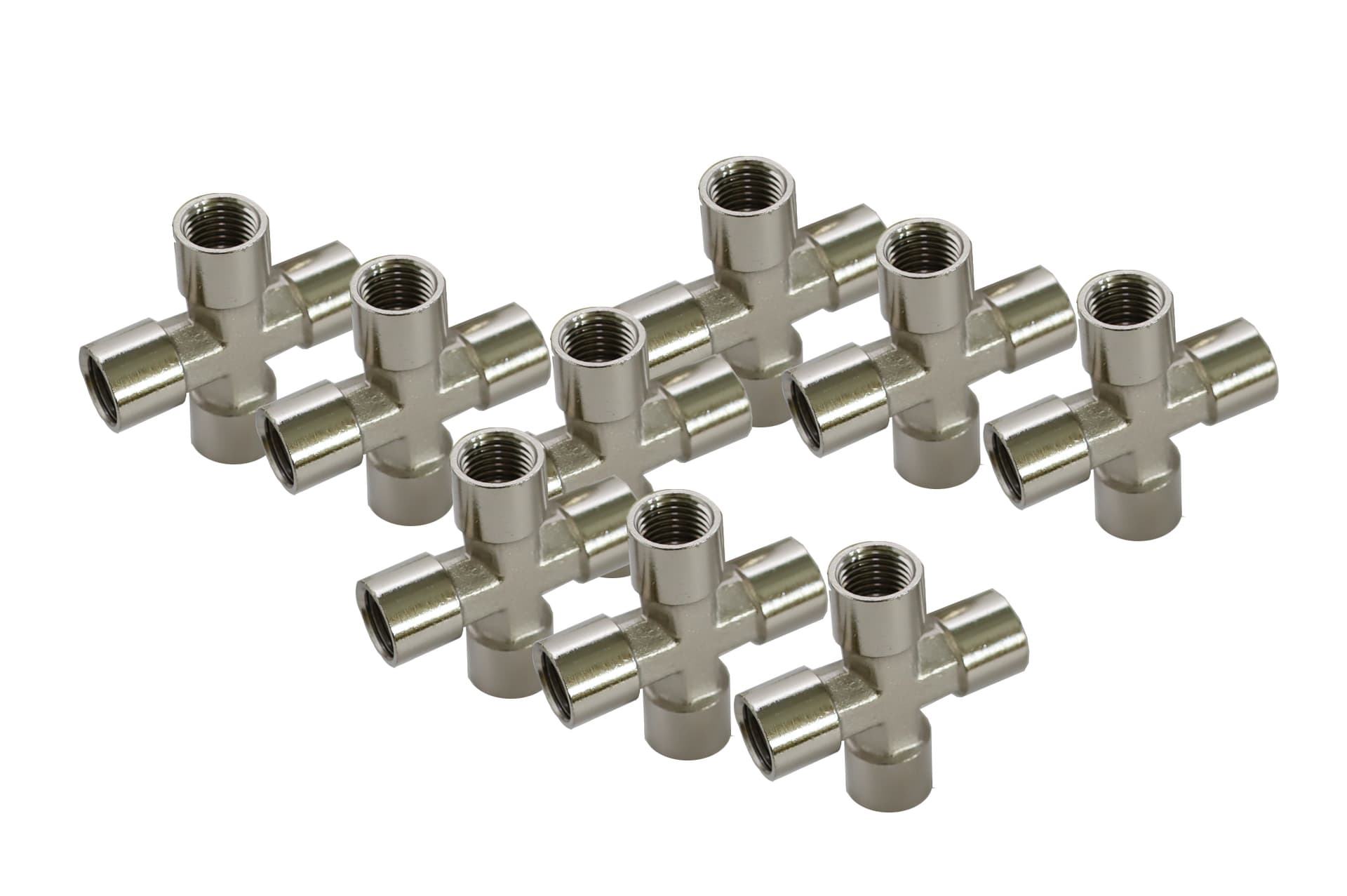 Переходник «крест» 4*F1/4″, 10 шт KraftWell KRW-TC14F4-10