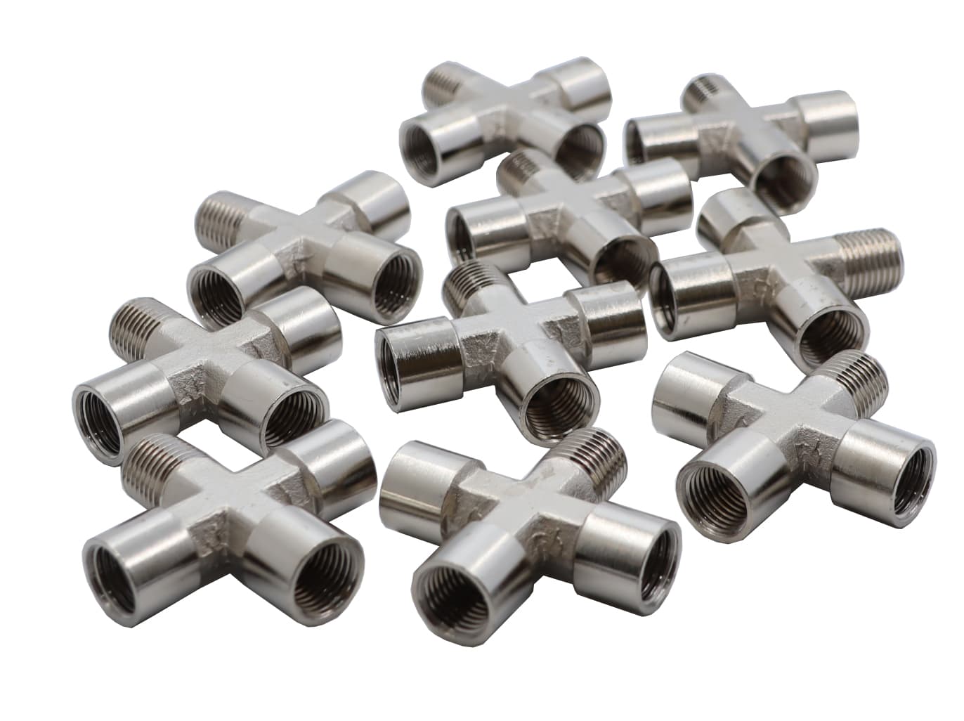 Переходник «крест» 3*F1/4″ — M1/4″, 10 шт KraftWell KRW-TC14F3M-10