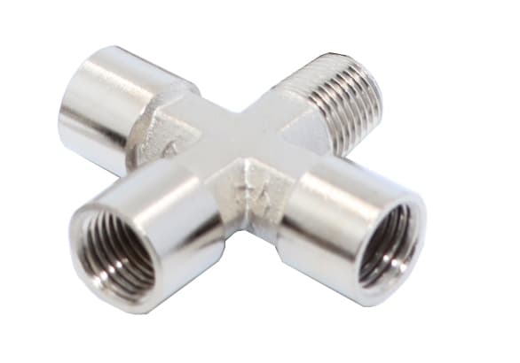 Переходник «крест» 3*F1/4″ — M1/4″, 10 шт KraftWell KRW-TC14F3M-10