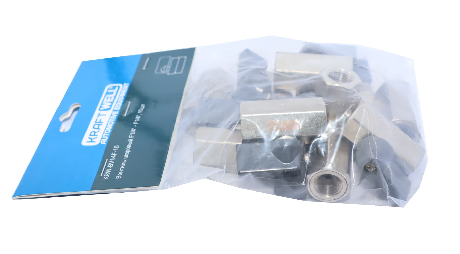 Вентиль шаровый F1/4″ — F1/4″, 10 шт KraftWell KRW-BV14F-10