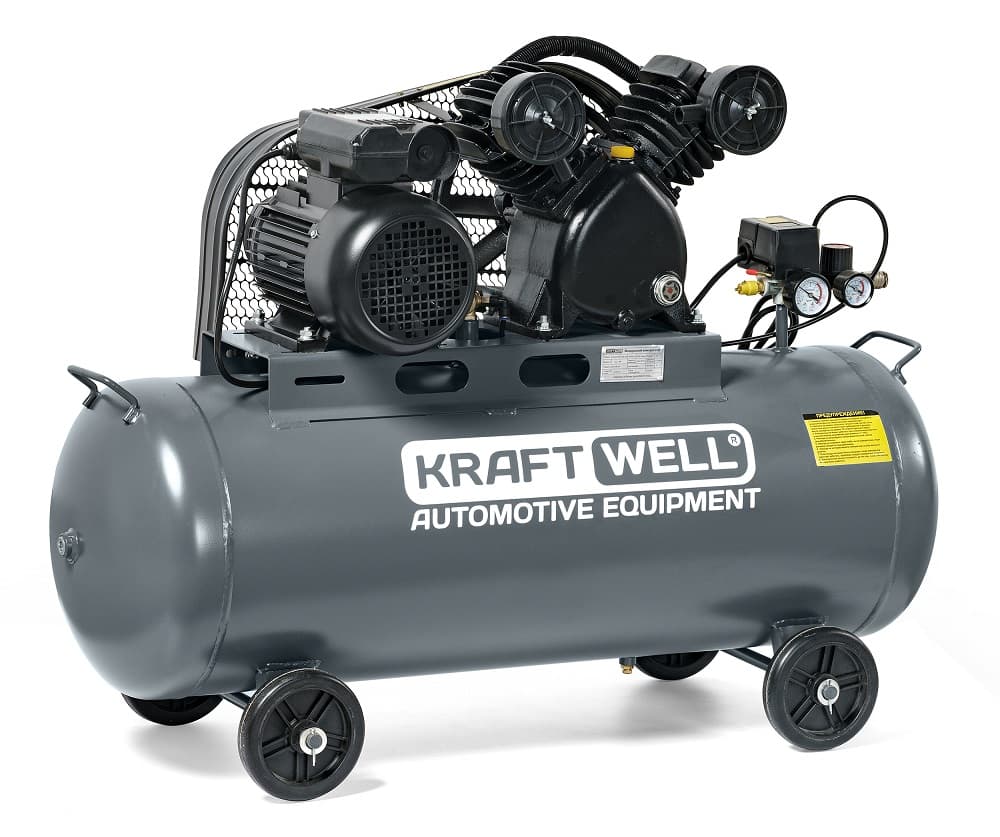 KraftWell KRW-AC420-100L Компрессор поршневой 420 л/мин, 10 бар, 100 л, 380В