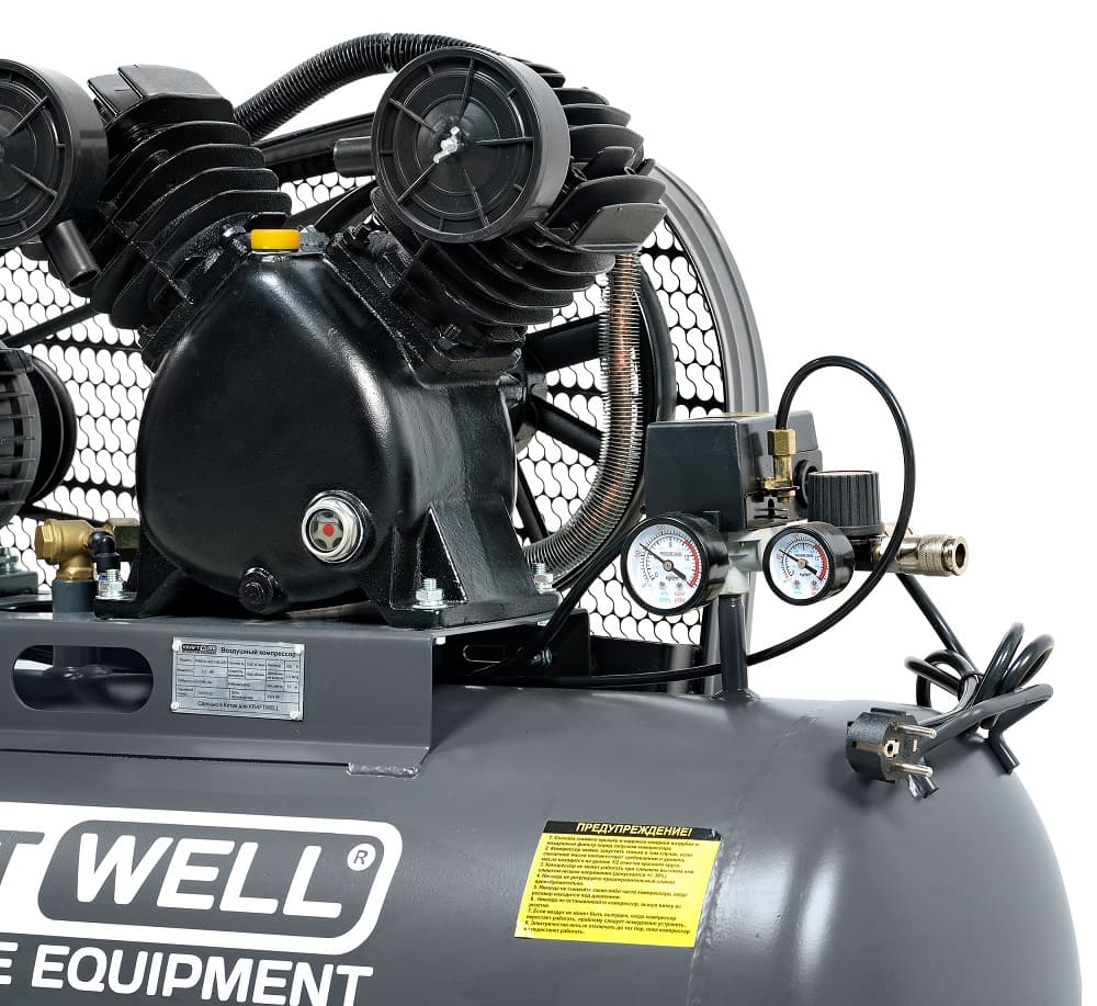 Компрессор поршневой 420 л/мин 10 бар KraftWell KRW-AC420-100L/220