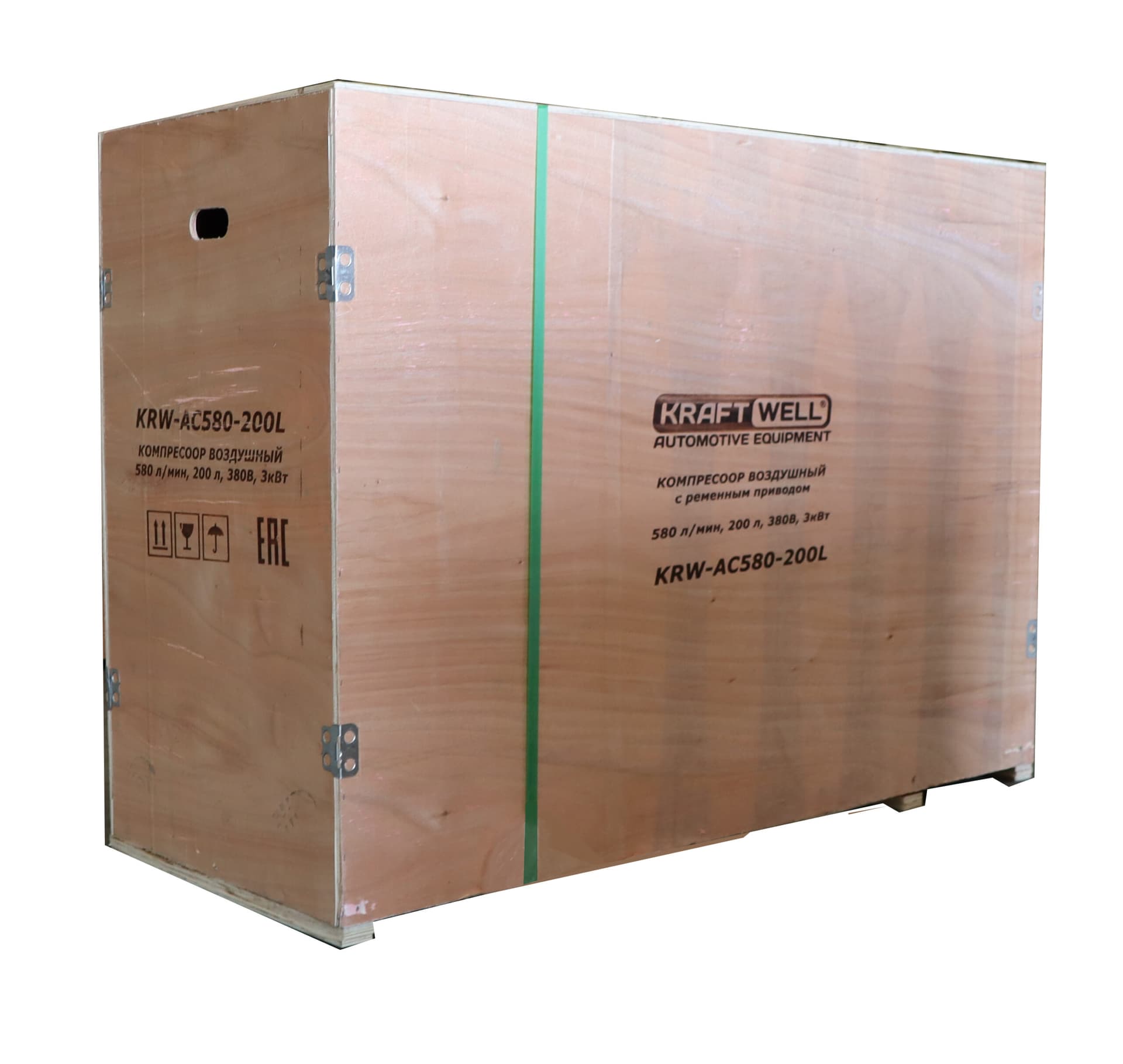 Компрессор поршневой KraftWell KRW-AC580-200L — 580 л/мин, 10 бар, 200 л