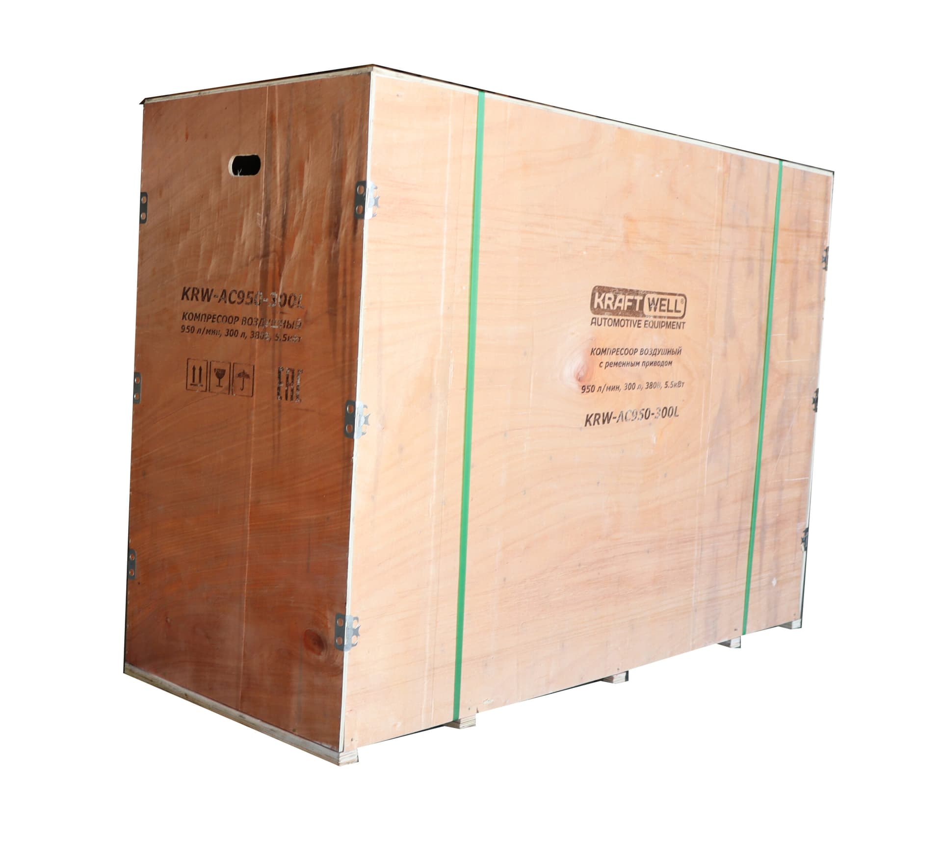 Компрессор поршневой KraftWell KRW-AC950-300L — 950 л/мин, 10 бар, 300 л