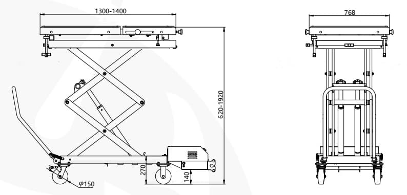 Платформа электрогидравлическая для электромобилей г/п 1200 кг. KraftWell KRWLT-12E