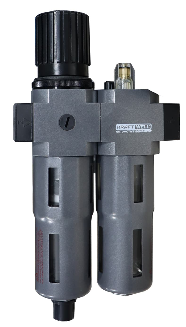 Фильтр-влагоотделитель с редуктором и лубрикатором, 1/2″, до 16 бар, серия PRO KraftWell KRW-FRC12