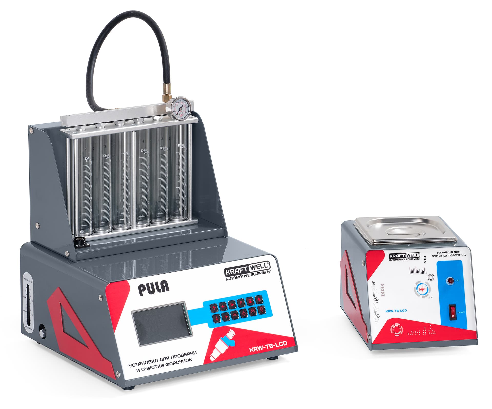 Установка для тестирования и очистки форсунок GDI, EFI, PIEZO KraftWell PULA KRW-T6-LCD