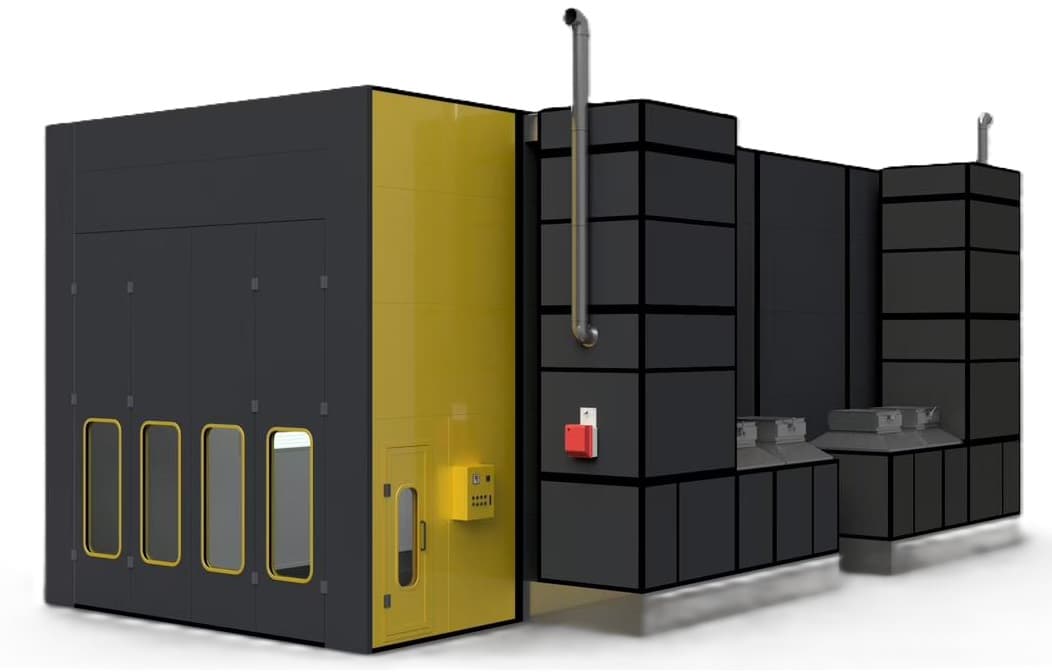 Покрасочная камера индустриальная 15 х 5 х 4,5 м., 72000 м3/ч KraftWell DEMETRA