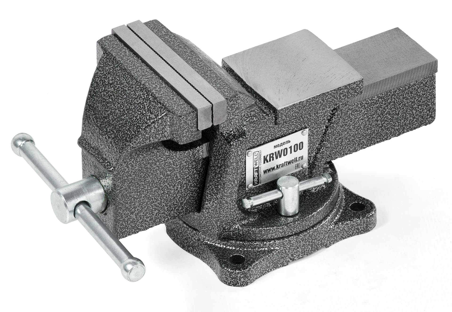 Тиски слесарные вращающиеся KraftWell KRW0100 общий вид