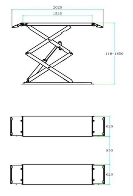 Подъёмник ножничный низкопрофильный г/п 3,5 т. KraftWell FORBI 3.5B