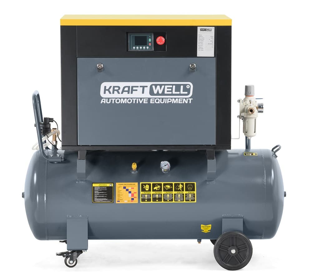 Компрессор винтовой KraftWell KRW-PSC680-200L — 680 л/мин, 10 бар, 200 л, VSD