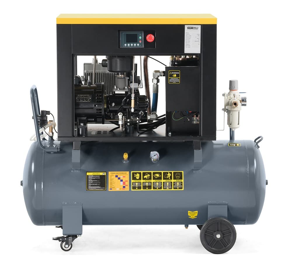 Компрессор винтовой KraftWell KRW-PSC680-200L — 680 л/мин, 10 бар, 200 л, VSD