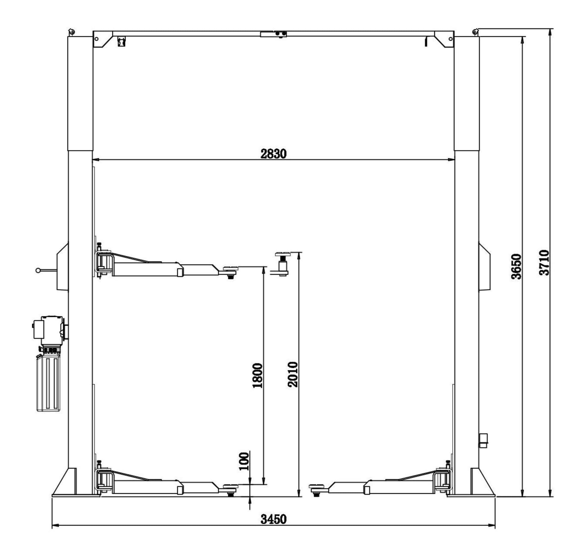 Подъемник двухстоечный г/п 4 т. 3710 мм. KraftWell VERSA 2B