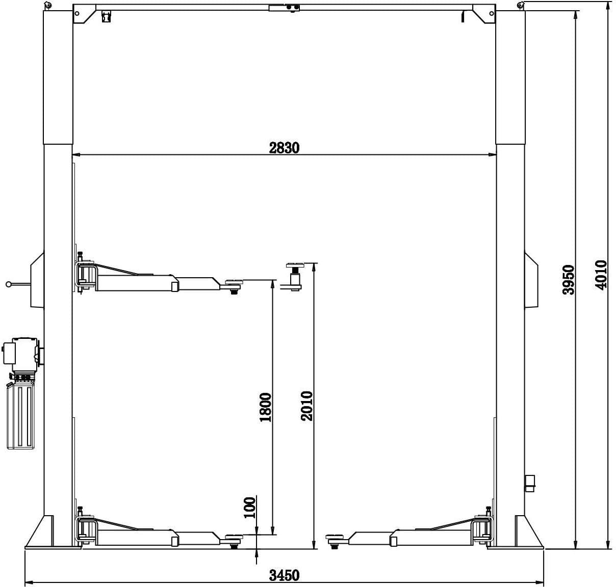 Автоподъёмник с разблокировкой рычагом 4 тонны KraftWell VERSA 2C