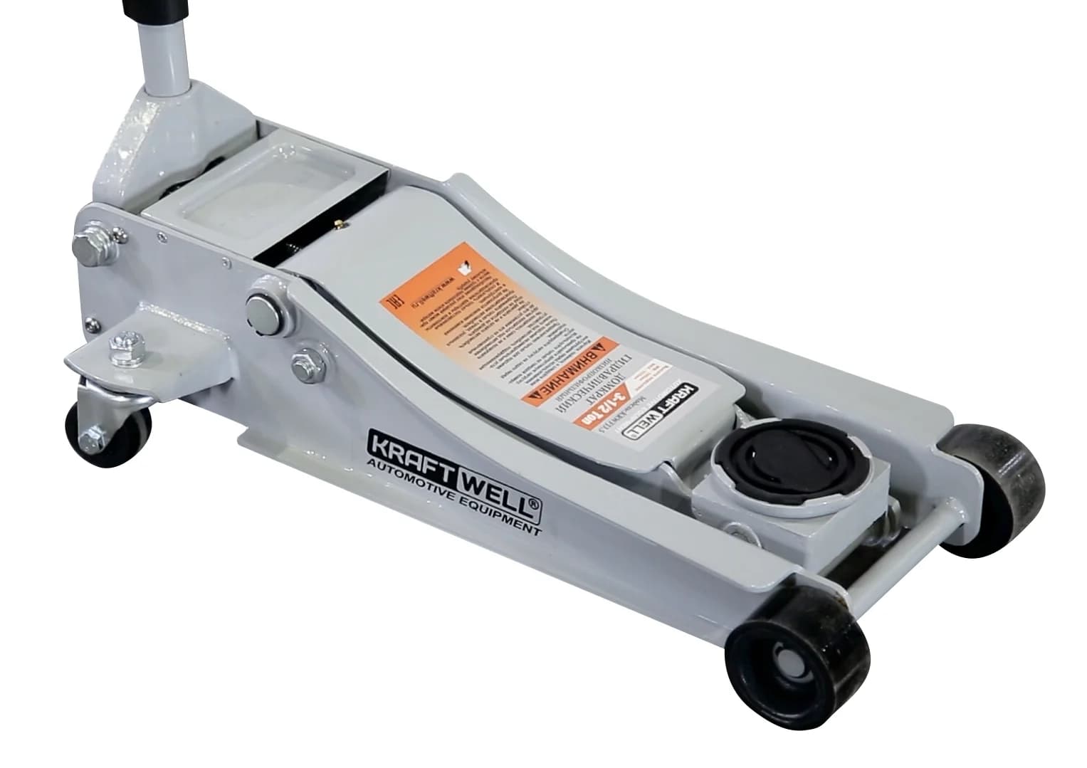 Домкрат подкатной KraftWell KRWFJ3.5 — 3,5 т, низкопрофильный, с педалью
