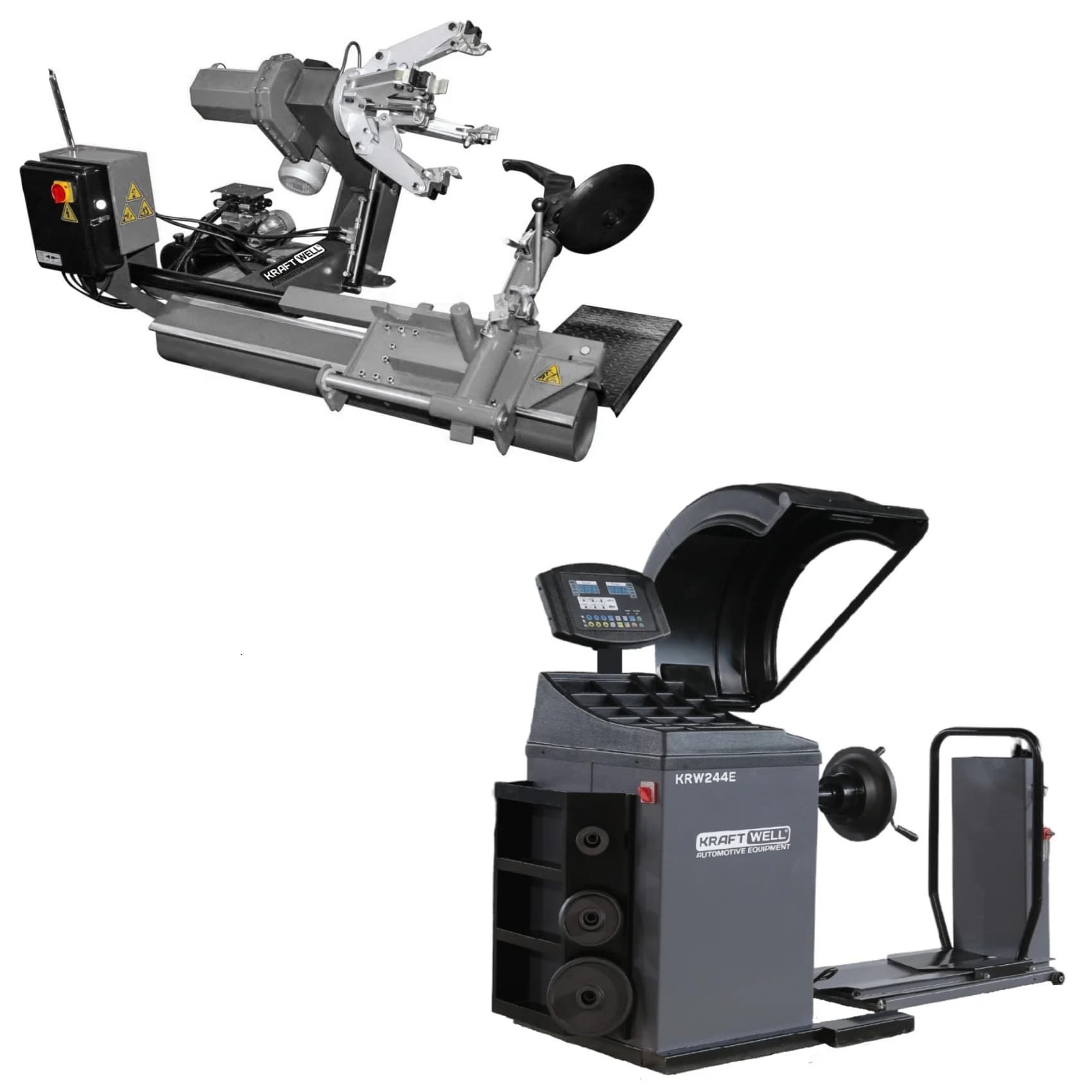 Комплект грузового шиномонтажа KraftWell KRW56TE + KRW244E — общий вид поста