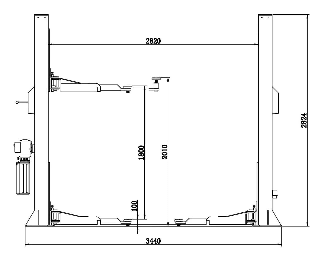 KraftWell VERSA 2A Подъемник г/п 4 т. упр. стопорами на 1-й колонне с анкерами и проставками