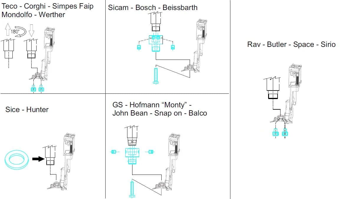 Набор адаптеров Giuliano 488/09 QXCHS для монтажной головки QX в упаковке