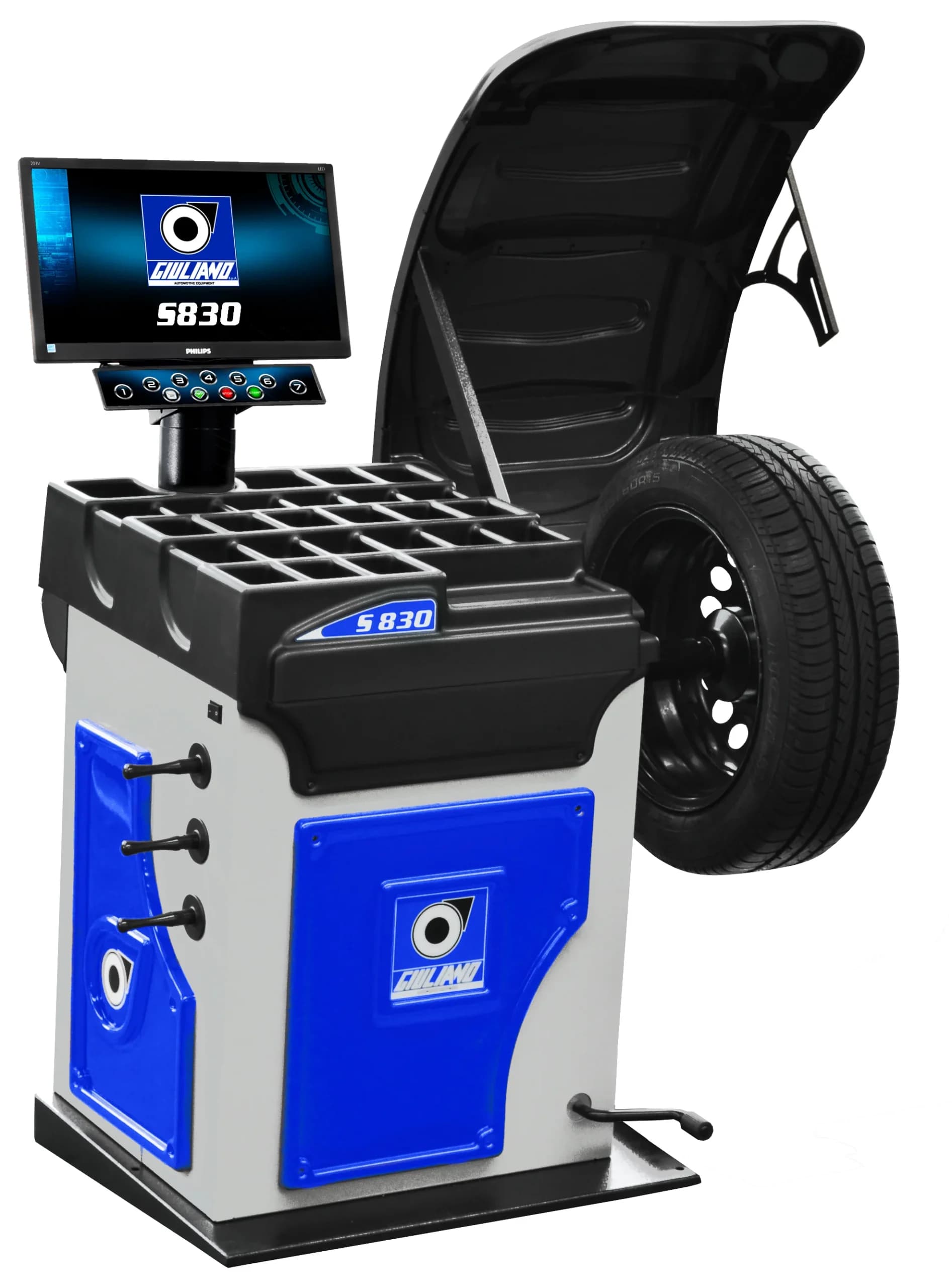 Балансировочный станок Giuliano S830 — общий вид с TFT-монитором 19"